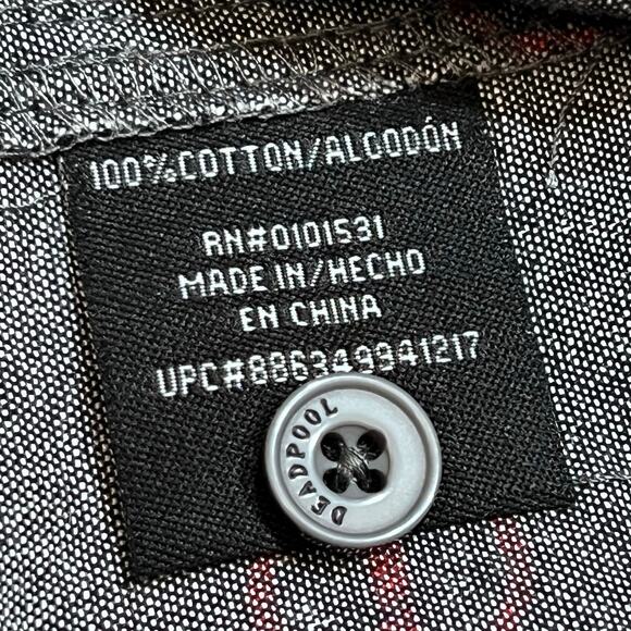 Deadpool Tacos & Swords Button Up Shirt Men XL Gray Short Sleeve Marvel New - Picture 8 of 8